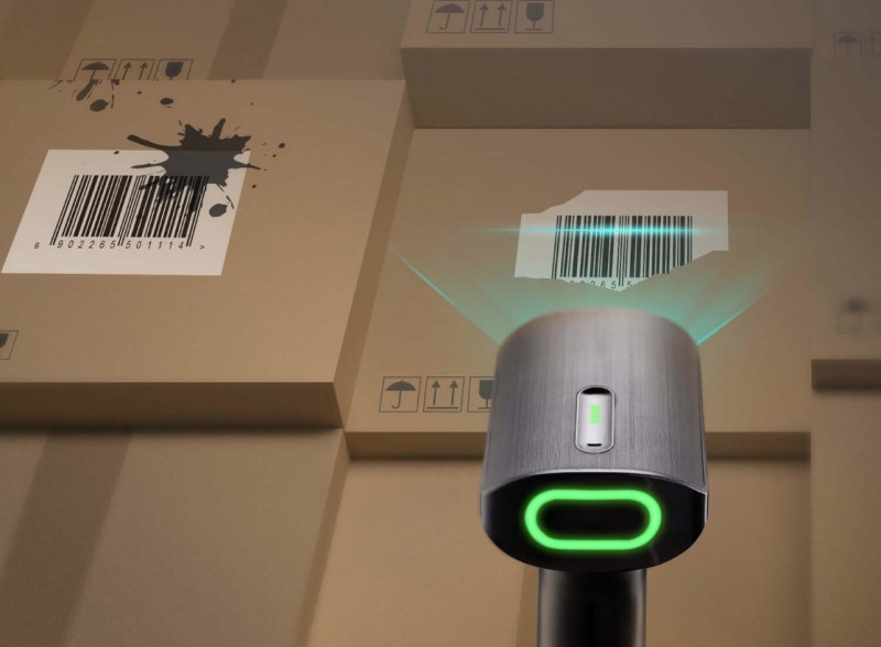 永乐国际F66扫描枪精准识别破损条码